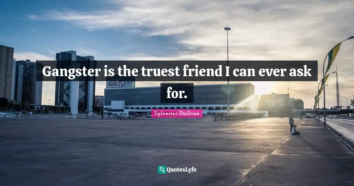 Gangster is the truest friend I can ever ask for.