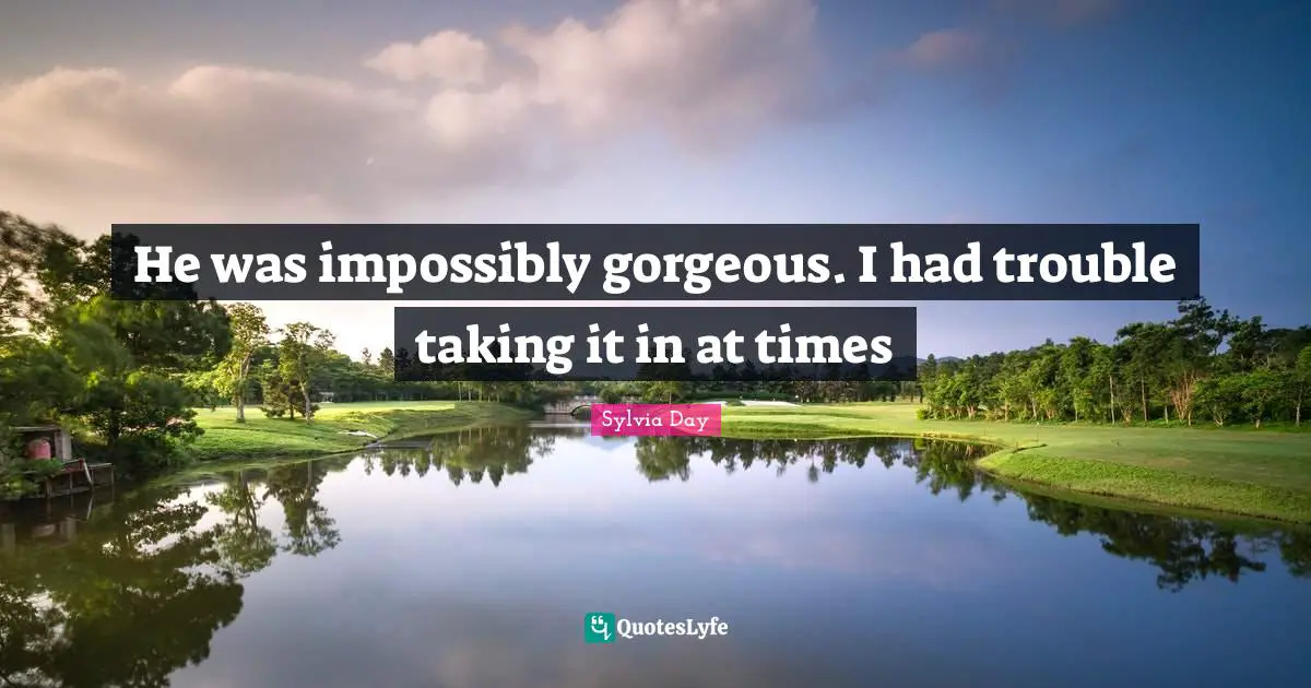 He was impossibly gorgeous. I had trouble taking it in at times