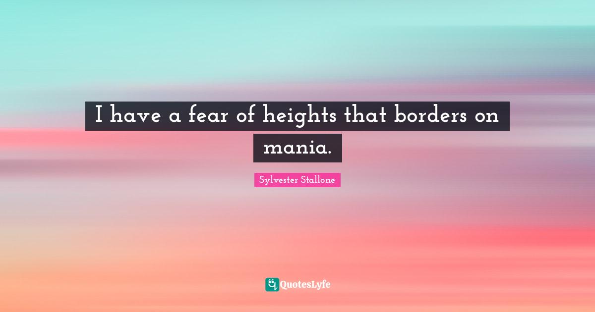 I have a fear of heights that borders on mania.