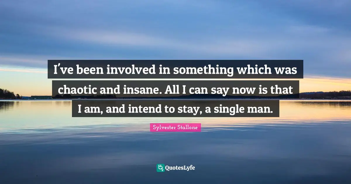 I've been involved in something which was chaotic and insane. All I can say now is that I am, and intend to stay, a single man.
