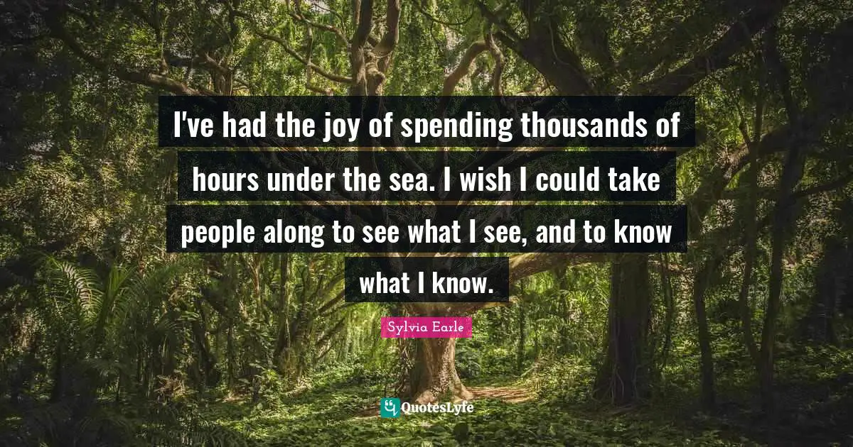I've had the joy of spending thousands of hours under the sea. I wish I could take people along to see what I see, and to know what I know.
