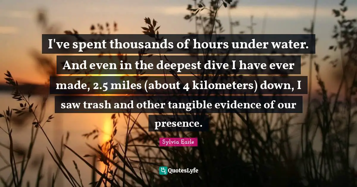 I've spent thousands of hours under water. And even in the deepest dive I have ever made, 2.5 miles (about 4 kilometers) down, I saw trash and other tangible evidence of our presence.