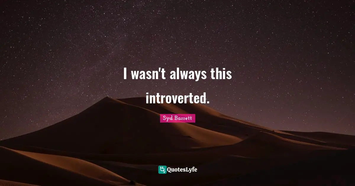I wasn't always this introverted.