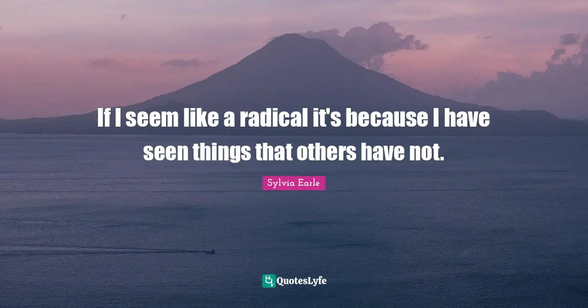 Sylvia Earle Quotes: "If I seem like a radical it's because I have seen things that others have not."