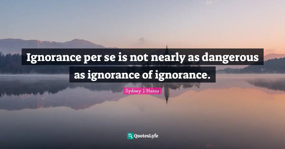 Ignorance per se is not nearly as dangerous as ignorance of ignorance.