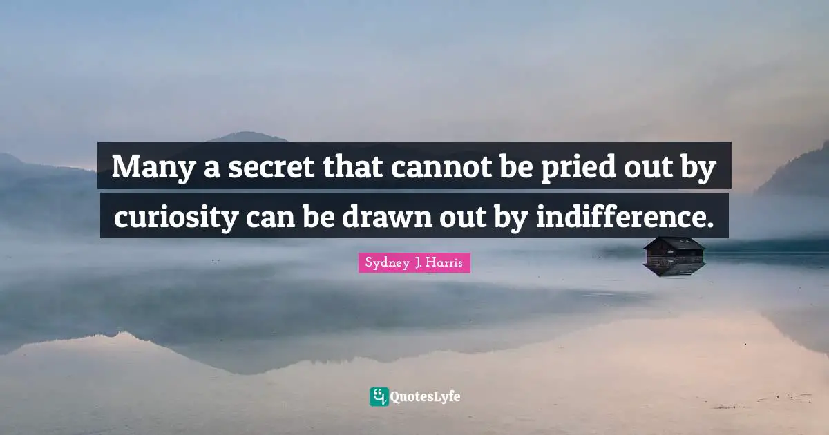 Many a secret that cannot be pried out by curiosity can be drawn out by indifference.
