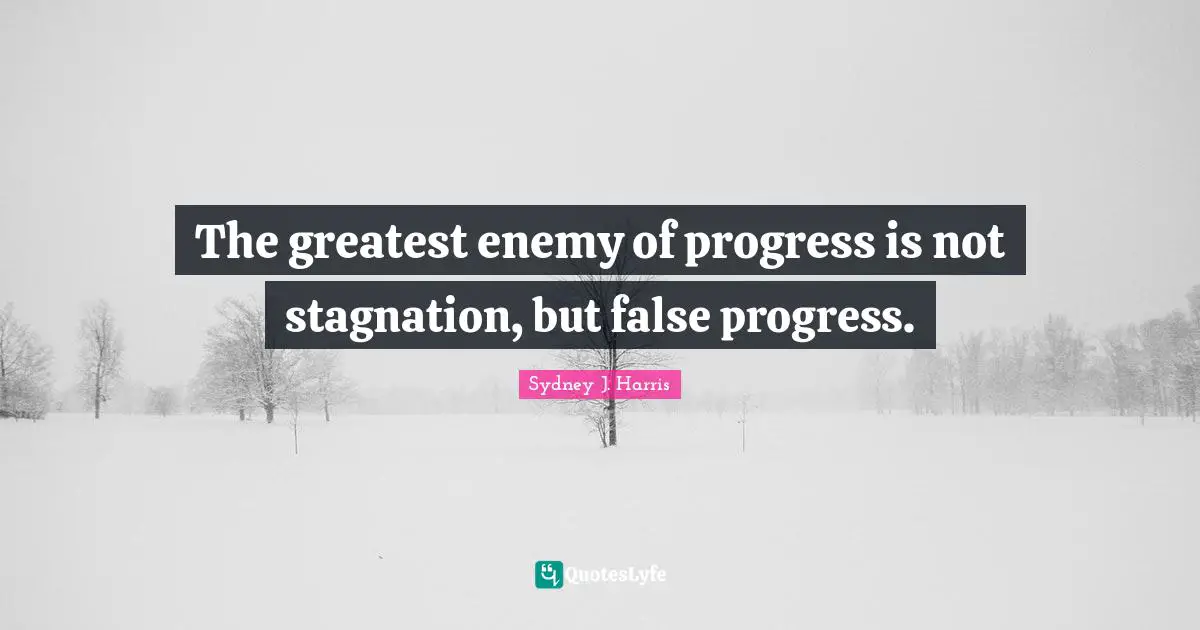 The greatest enemy of progress is not stagnation, but false progress.