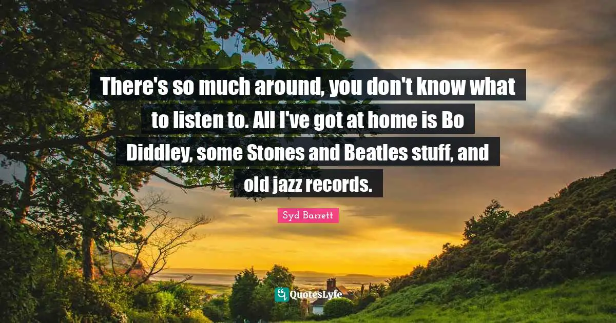 There's so much around, you don't know what to listen to. All I've got at home is Bo Diddley, some Stones and Beatles stuff, and old jazz records.