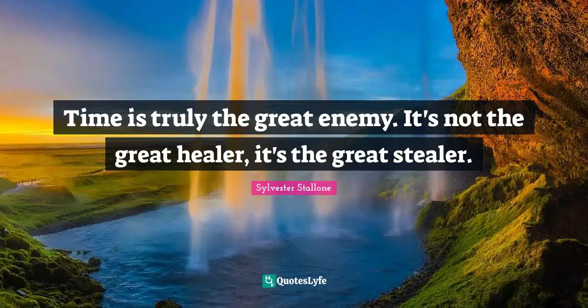 Time is truly the great enemy. It's not the great healer, it's the great stealer.