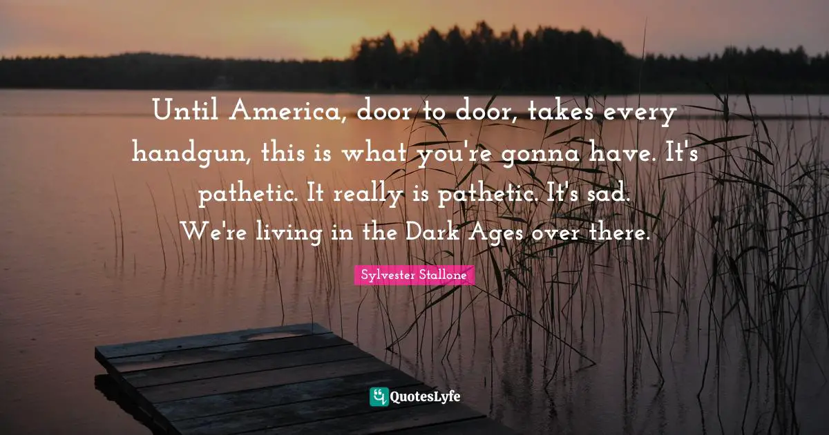 Until America, door to door, takes every handgun, this is what you're gonna have. It's pathetic. It really is pathetic. It's sad. We're living in the Dark Ages over there.