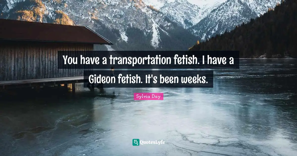 Gideon Quotes: "You have a transportation fetish. I have a Gideon fetish. It's been weeks."