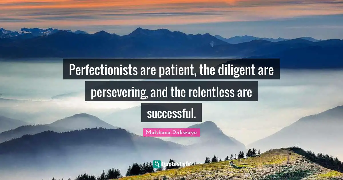 Perfectionists are patient, the diligent are persevering, and the relentless are successful.