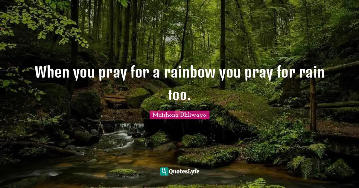 Matshona Dhliwayo Quotes: When you pray for a rainbow you pray for rain too.
