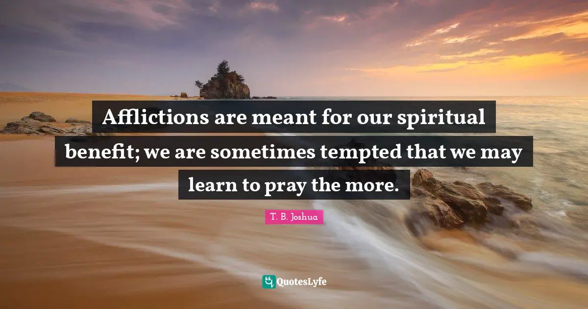 Afflictions are meant for our spiritual benefit; we are sometimes tempted that we may learn to pray the more.