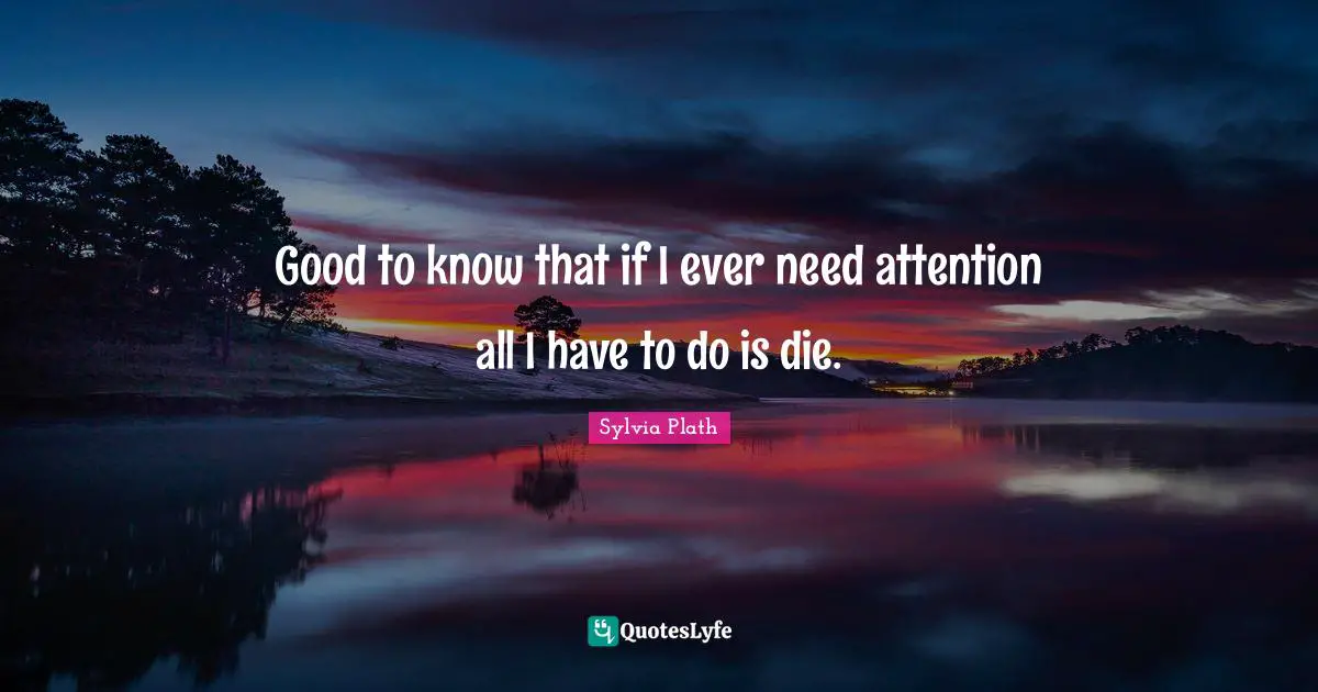 Good to know that if I ever need attention all I have to do is die.