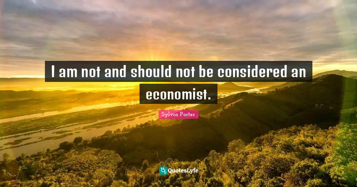 I am not and should not be considered an economist.