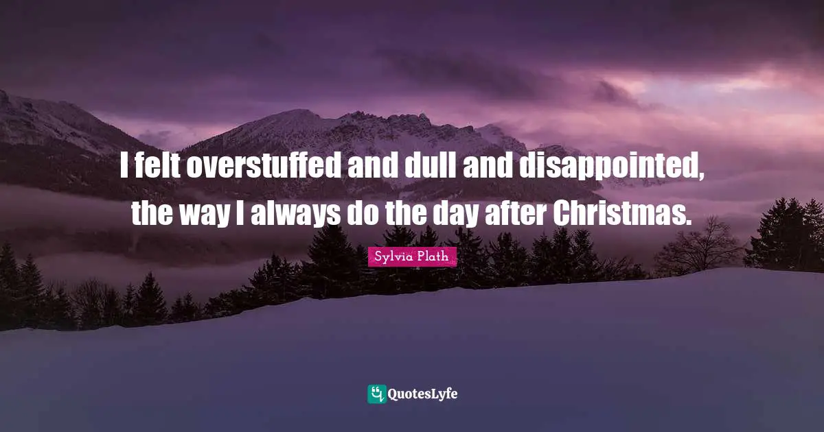 I felt overstuffed and dull and disappointed, the way I always do the day after Christmas.