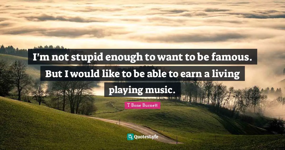 I'm not stupid enough to want to be famous. But I would like to be able to earn a living playing music.