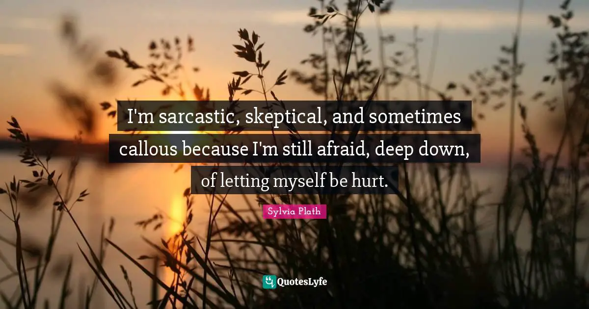 I'm sarcastic, skeptical, and sometimes callous because I'm still afraid, deep down, of letting myself be hurt.