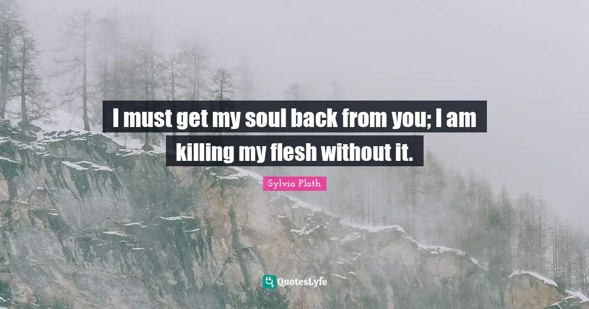 I must get my soul back from you; I am killing my flesh without it.