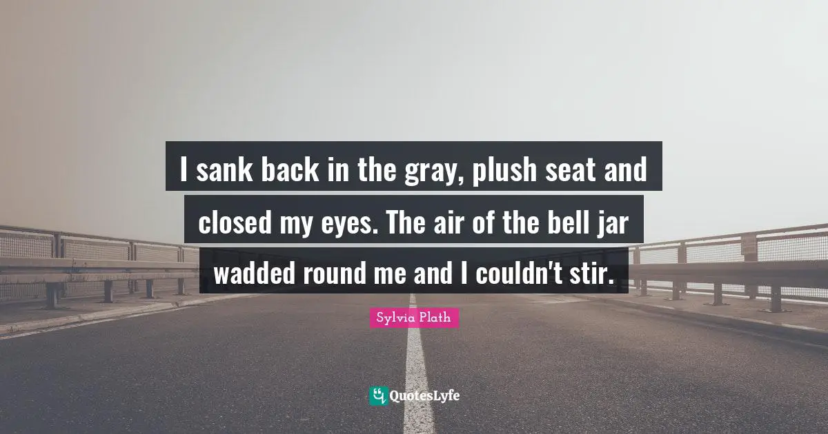 I sank back in the gray, plush seat and closed my eyes. The air of the bell jar wadded round me and I couldn't stir.