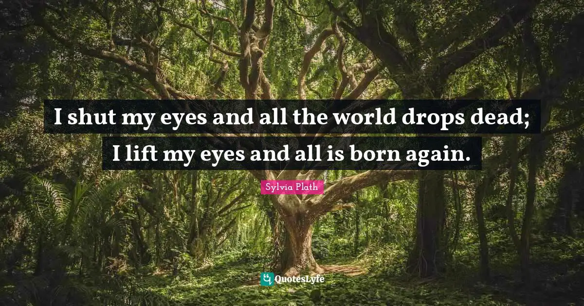 I shut my eyes and all the world drops dead; I lift my eyes and all is born again.