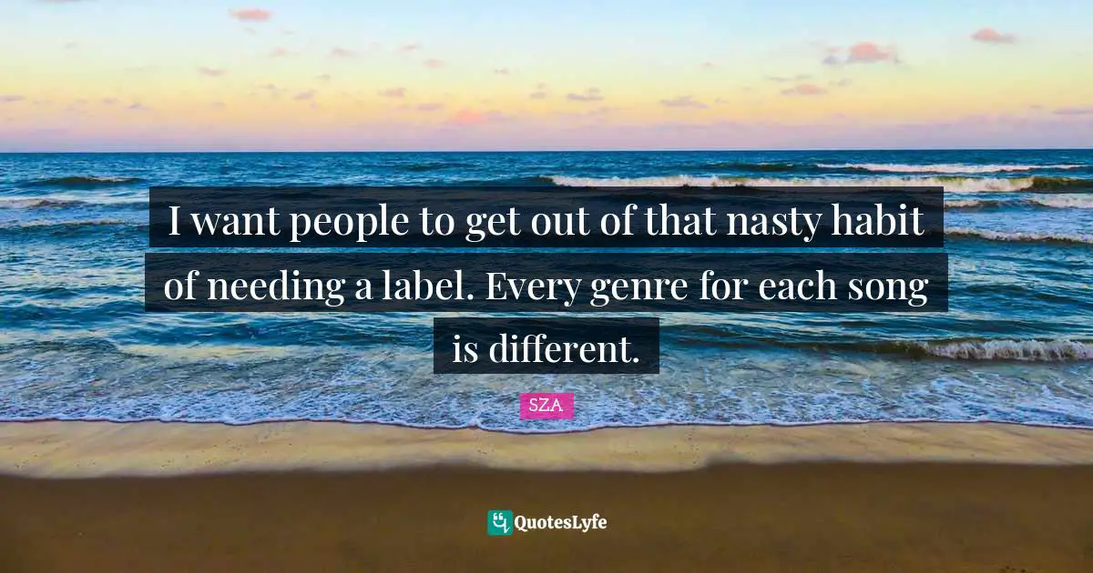 Genre Quotes: "I want people to get out of that nasty habit of needing a label. Every genre for each song is different."