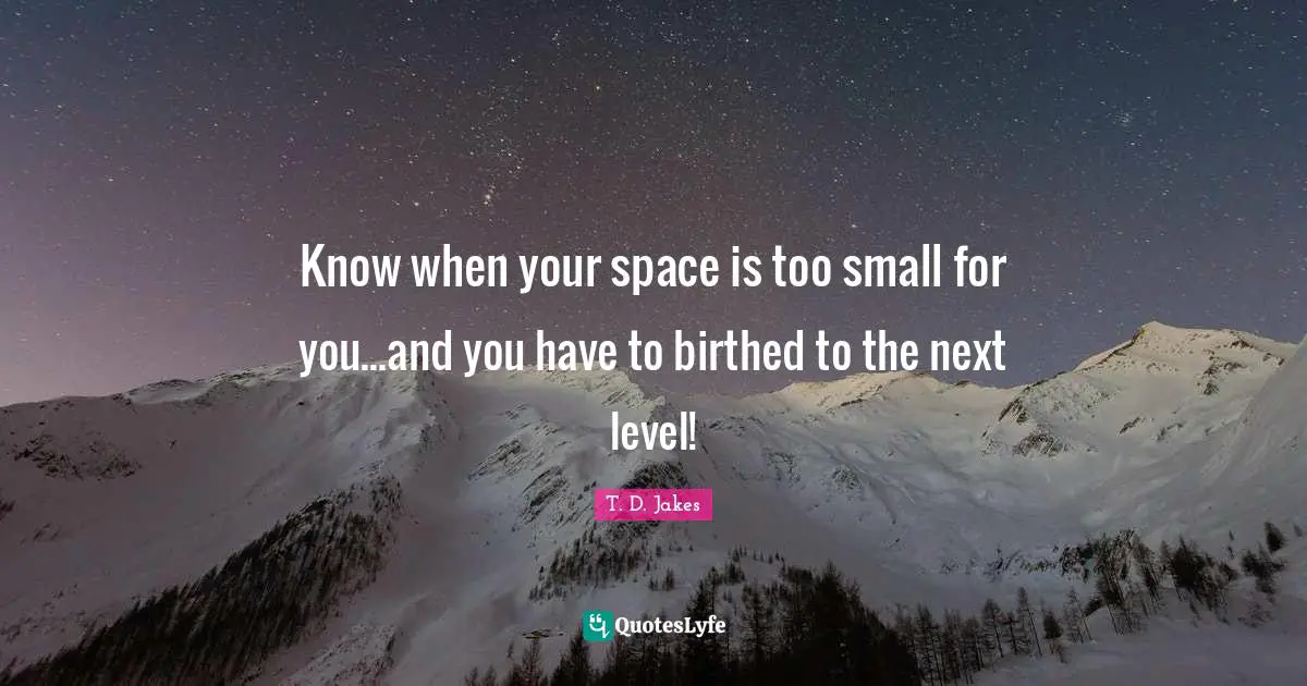 Next Level Quotes: "Know when your space is too small for you...and you have to birthed to the next level!"