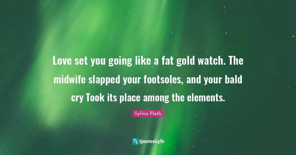 Love set you going like a fat gold watch. The midwife slapped your footsoles, and your bald cry Took its place among the elements.