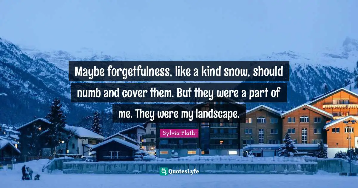 Maybe forgetfulness, like a kind snow, should numb and cover them. But they were a part of me. They were my landscape.