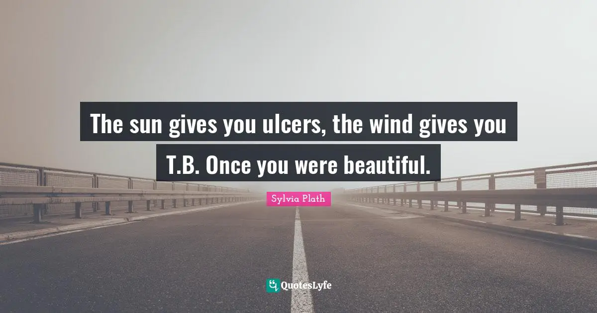 The sun gives you ulcers, the wind gives you T.B. Once you were beautiful.