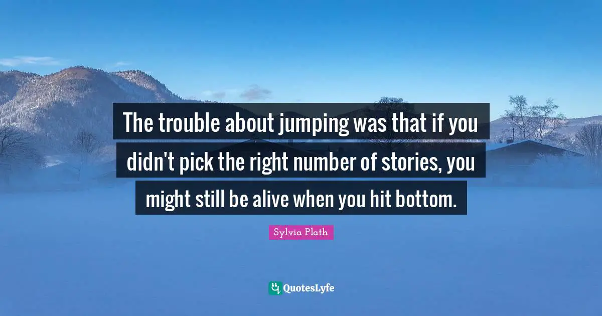 The trouble about jumping was that if you didn't pick the right number of stories, you might still be alive when you hit bottom.