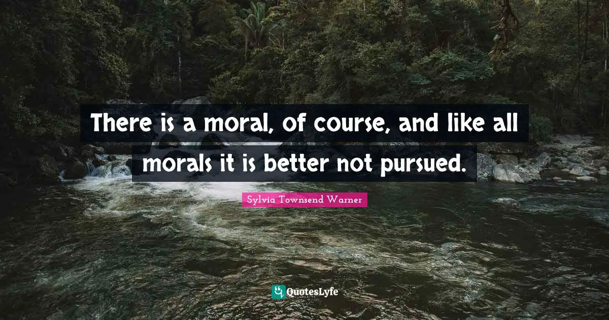 There is a moral, of course, and like all morals it is better not pursued.