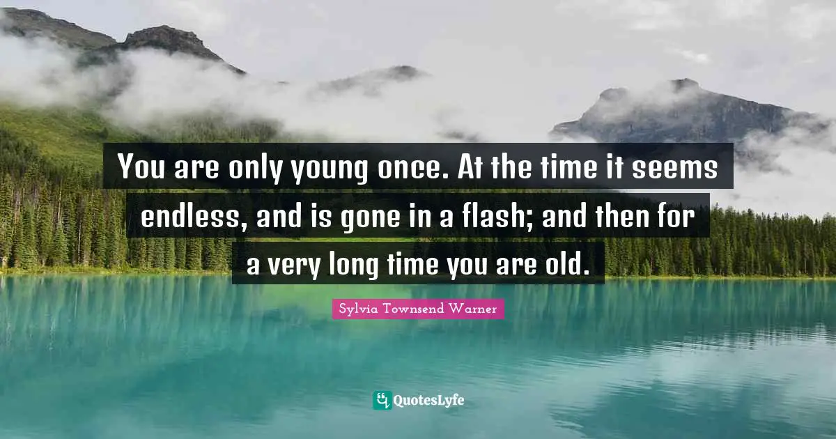 You are only young once. At the time it seems endless, and is gone in a flash; and then for a very long time you are old.