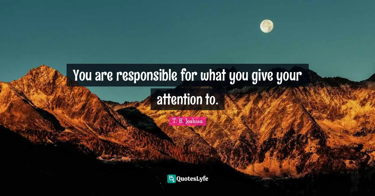 You are responsible for what you give your attention to.