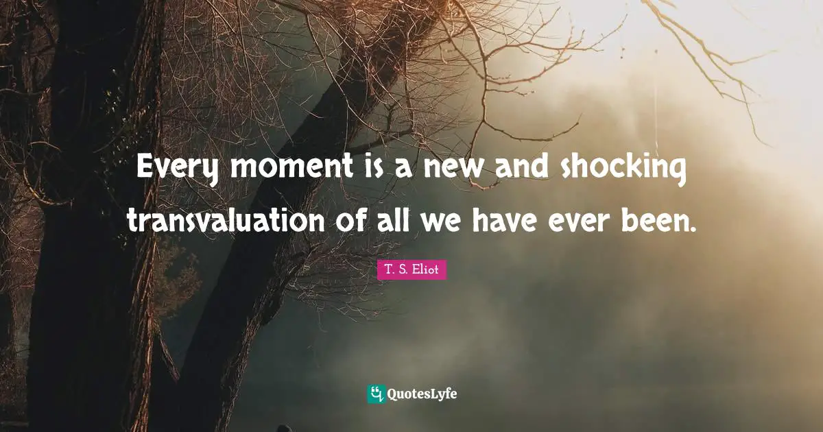 Every moment is a new and shocking transvaluation of all we have ever been.