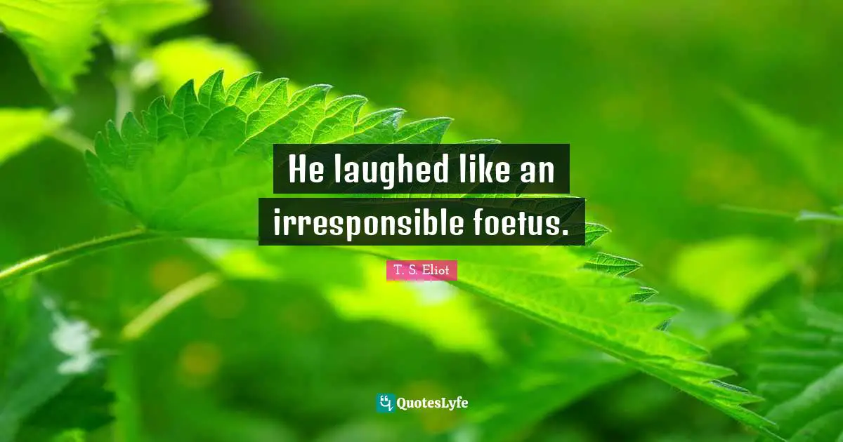 He laughed like an irresponsible foetus.