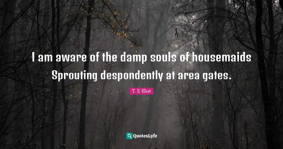 I am aware of the damp souls of housemaids Sprouting despondently at area gates.