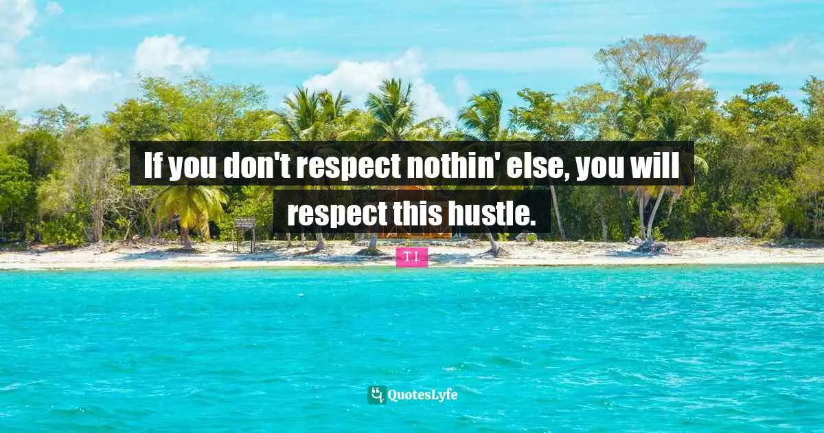 If you don't respect nothin' else, you will respect this hustle.
