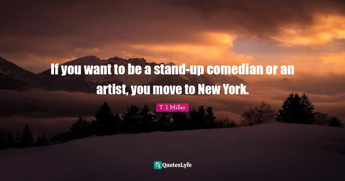 If you want to be a stand-up comedian or an artist, you move to New York.