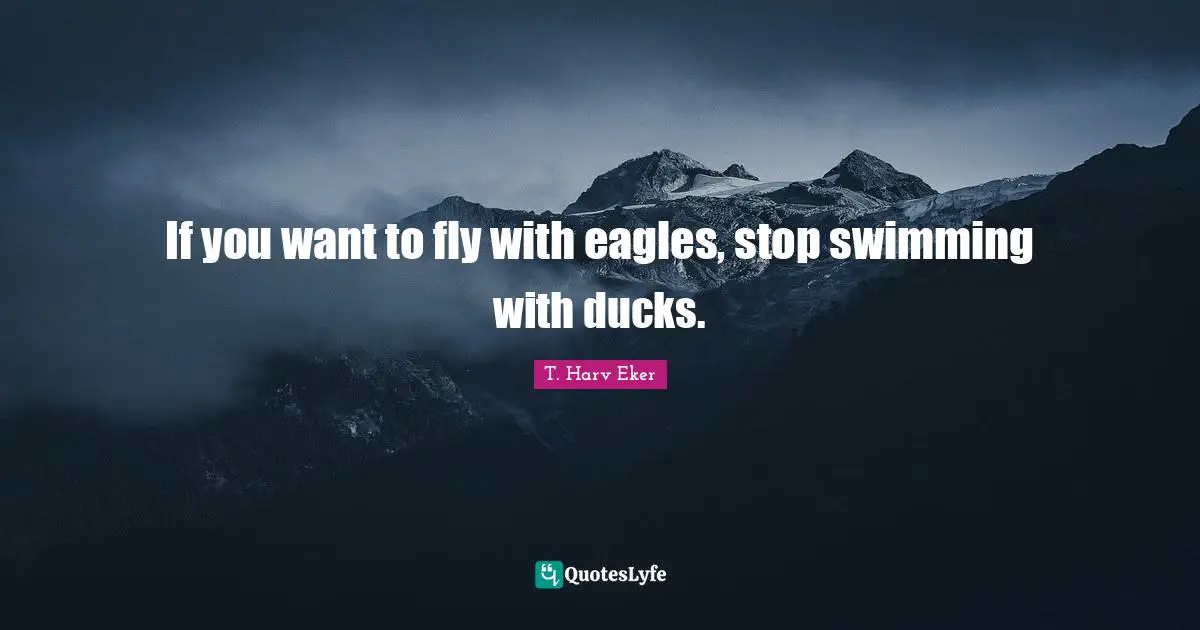 If you want to fly with eagles, stop swimming with ducks.