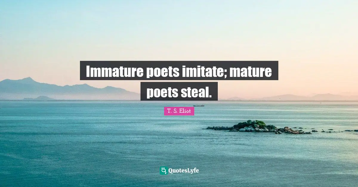 Mature Quotes: "Immature poets imitate; mature poets steal."