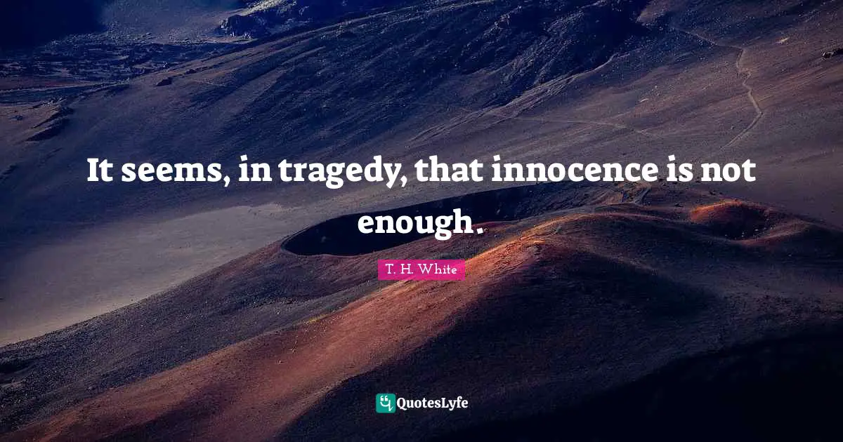 It seems, in tragedy, that innocence is not enough.