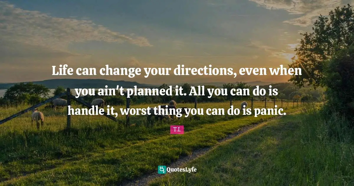 Handle Quotes: "Life can change your directions, even when you ain't planned it. All you can do is handle it, worst thing you can do is panic."