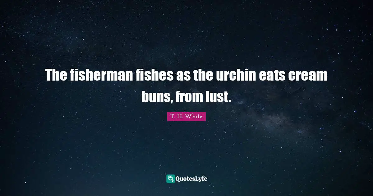 The fisherman fishes as the urchin eats cream buns, from lust.