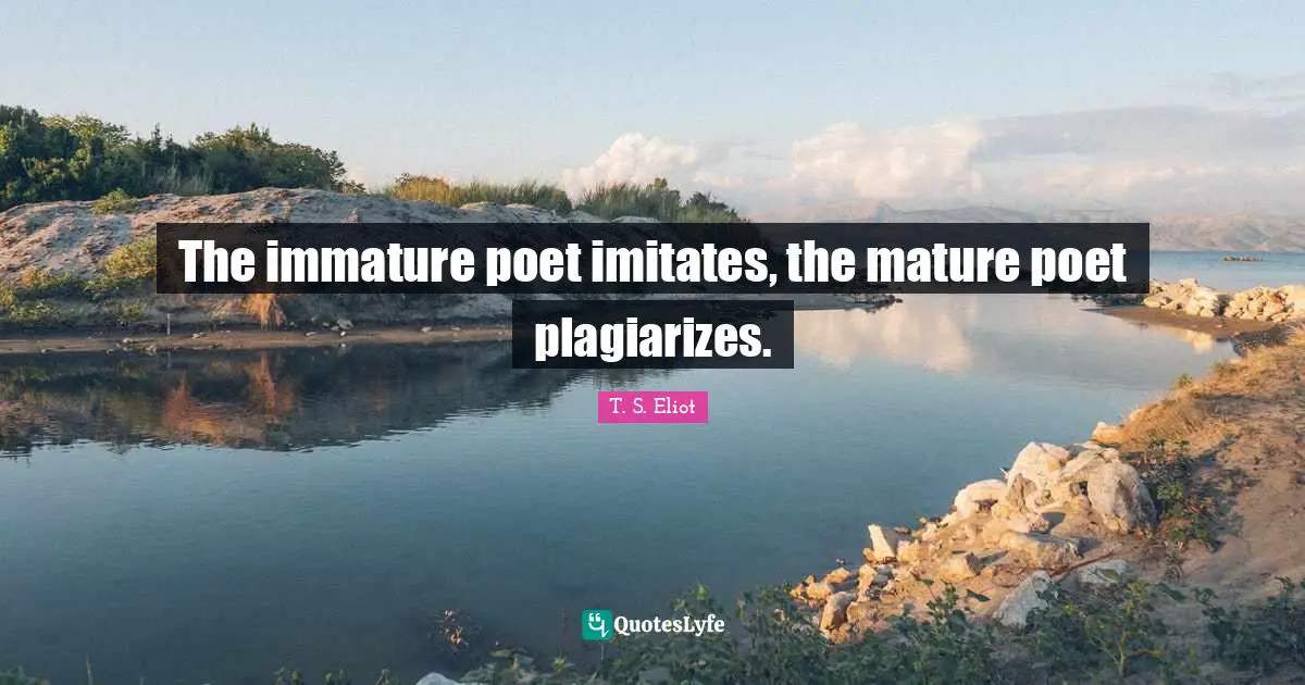 The immature poet imitates, the mature poet plagiarizes.