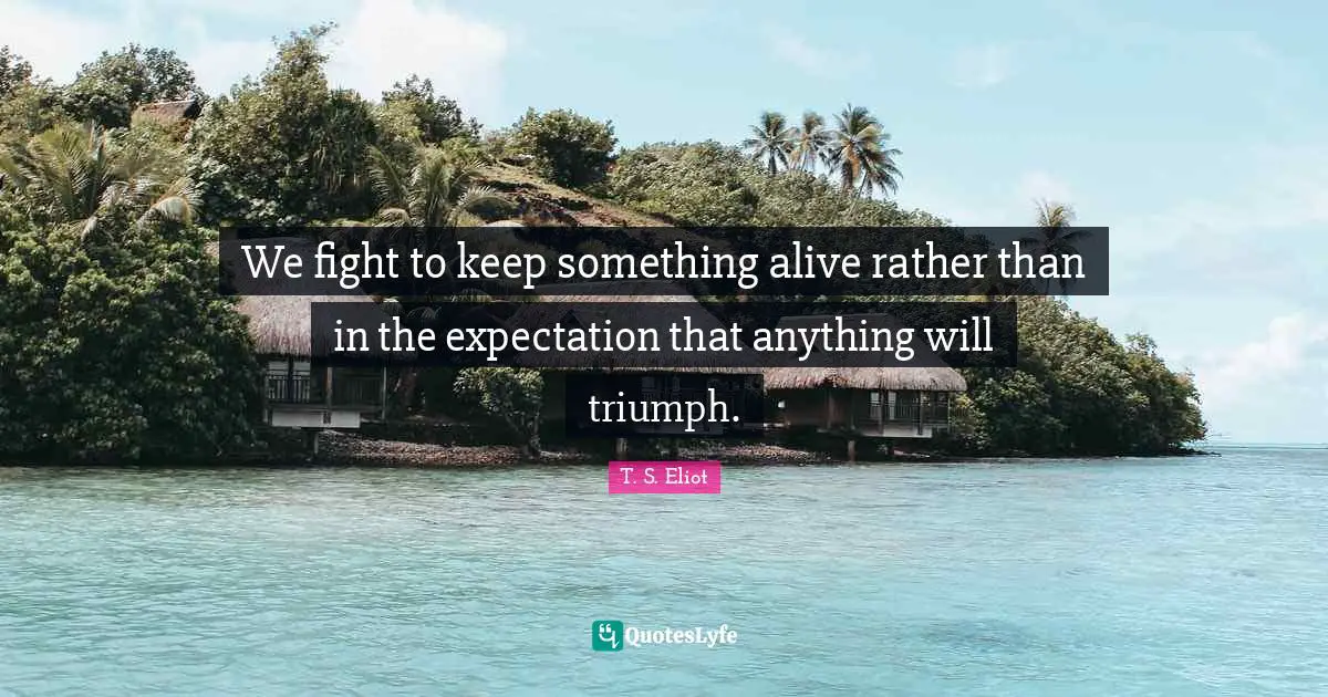 We fight to keep something alive rather than in the expectation that anything will triumph.