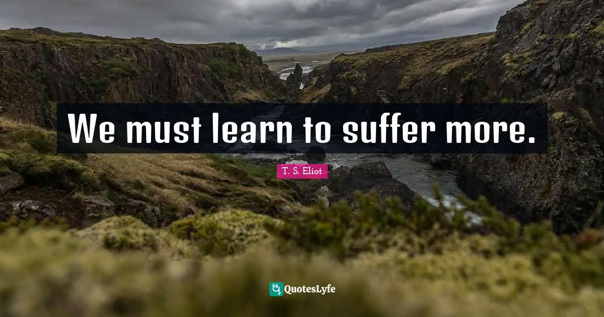 We must learn to suffer more.