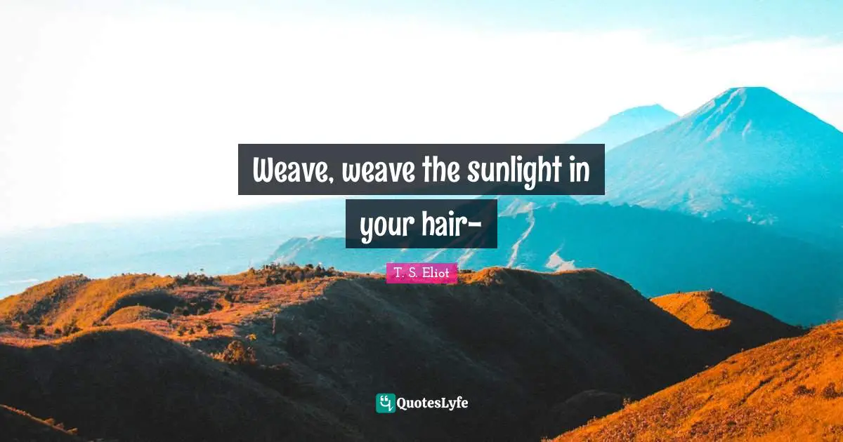 Weave, weave the sunlight in your hair-