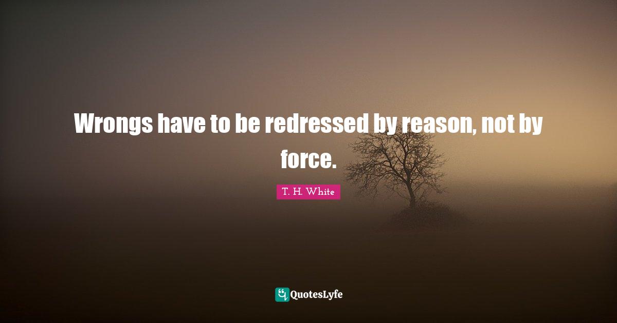 Wrongs have to be redressed by reason, not by force.